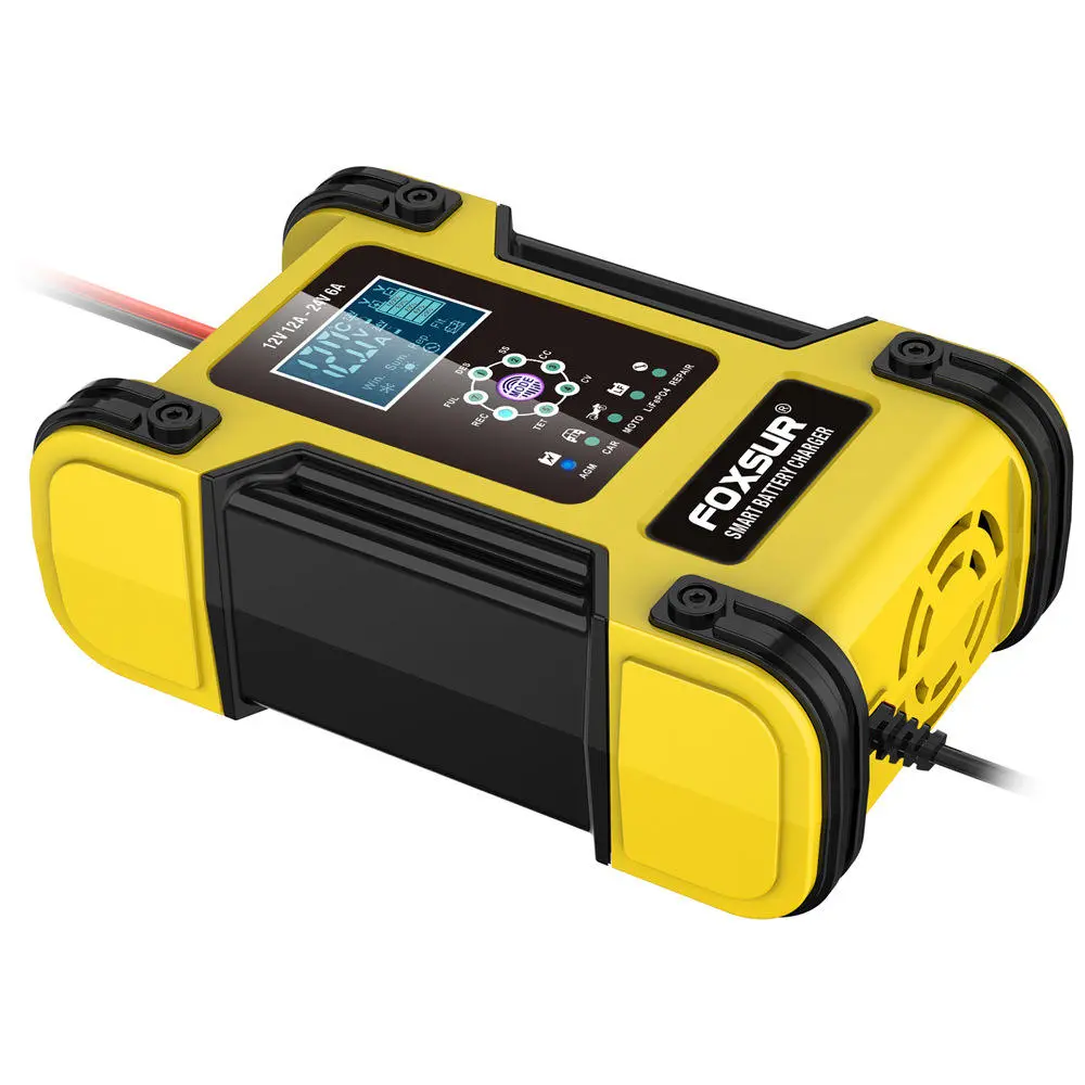 12V 24V 12A 7-segment intelligente loodzuuracculader